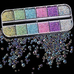 3d nail art verre mini billes perles, bricolage ongles art rond décorations, ronde, couleur mixte, 2~3.5mm