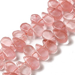 Chapelets de perles en verre de quartz de cerise, larme, top foré, 9~10x5~5.5x3.5~4mm, Trou: 0.7mm, Environ 40~48 pcs/chapelet, 7.09~7.28'' (18~18.5cm).