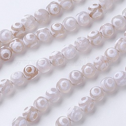 Natural Grade A Agate Beads Strands, Dyed & Heated, Round, Faceted, White, 10mm, Hole: 1.2mm, about 37pcs/strand, 14.9 inch(38cm)