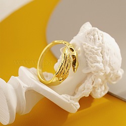 Anello per polsino aperto in acciaio inossidabile, forma di piume, oro, diametro interno: 18mm