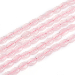Granos naturales de abalorios de cuarzo rosa, oval, 9.8~10.2x8~8.2x4~4.3mm, agujero: 0.8 mm, aproximamente 40 pcs / cadena, 15.55 pulgada (39.5 cm)