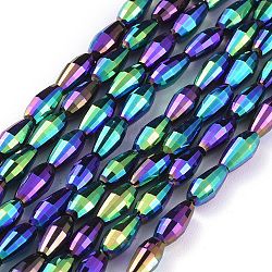 Chapelets de perles en verre électrolytique , demi-plaqué, forme de riz, colorées, 8.5x4mm, Trou: 1mm, Environ 72 pcs/chapelet, 24.57'' (62.4 cm)