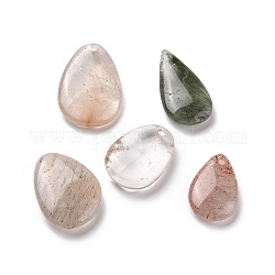 Pendentifs en quartz naturel, mélange de larme et de charme ovale, 27.5~43.5x15.5~29x4.5~11.5mm, Trou: 2~2.6mm
