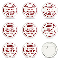Globleland 9pcs Gesundheit Weißblech Brosche Unisex Pins Tasche Zubehör Covid-19 Impfstoff Pins Knöpfe für Party Team Souvenir, weiß und rot, 58 x 4 mm