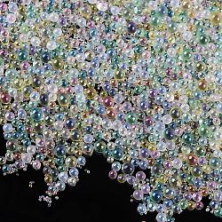 Ab-plaqué couleur décoration de mini perles de verre d'art d'ongle 3d bricolage, minuscules perles de clou de caviar, mousseline de citron, 0.6~3mm