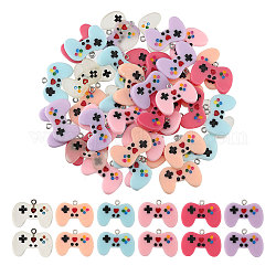 Globleland 54Pcs 6 Colors Resin Pendants, Game Controllers Charms with Platinum Tone Iron Loops, Mixed Color, 20x28x4mm, Hole: 2mm, 9pcs/color