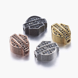 Perles de zircone cubique micro pave en Laiton, insigne, noir, couleur mixte, 11x14x5mm, Trou: 3mm