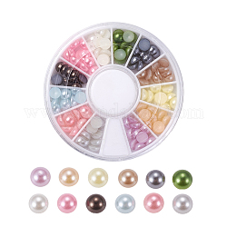 Абс пластмассовые кабошоны, имитации жемчуга, ногтей декоративные аксессуары, полукруглый, разноцветные, 5x2.5 мм, о 8шт / цвет, 96 шт / коробка