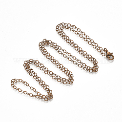 Brass Cable Chain Necklace Making, with Lobster Claw Clasps, Red Copper, 32 inch(81.5cm)