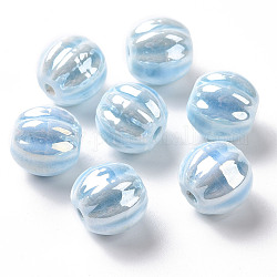Perline di porcellana perlati a mano, perlato, zucca, cielo azzurro, 13x12mm, Foro: 2 mm