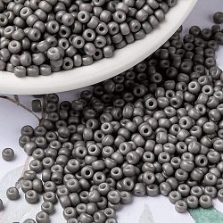 Perles rocailles miyuki rondes, Perles de rocaille japonais, 8/0, (rr2317) gris opaque mat, 3mm, Trou: 1mm, environ 2111~2277 pcs/50 g