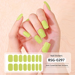 Adesivi per unghie con copertura completa per nail art, adesivi in ​​polvere glitterata, autoadesiva, per le decorazioni delle punte delle unghie, giallo verde, 13.6x8x0.9cm, 16pcs / scheda