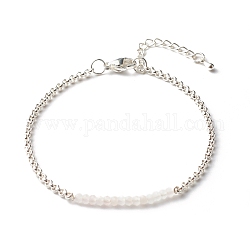 Natürlichen Rosenquarz Perlen Armbänder, mit 304 Edelstahl-Rollenkette, 7.48 Zoll (190 mm)