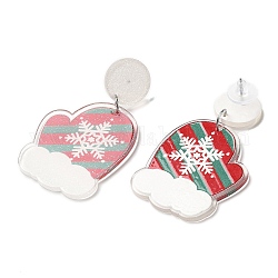 Boucles d'oreilles pendantes de Noël en acrylique avec 304 broche en acier inoxydable pour femme, flocon de neige, 56x32mm