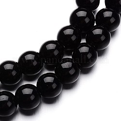 Vetro fili di perline rotondo, nero, 8mm, Foro: 1 mm, circa 40pcs/filo, 11 pollice