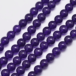 Natural Malaysia Jade Bead Strands, Dyed, Round, Indigo, 6mm, Hole: 0.8mm, about 64pcs/strand, 15 inch