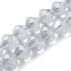 Chapelets de perles en verre transparent électrolytique, mat, toupie avec facettes, bleu acier clair, 10x9.5mm, Trou: 1.2mm, Environ 60 pcs/chapelet, 22.76'' (57.8 cm)