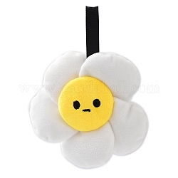 Sonnenblume mit lächelndem Gesicht als Anhänger aus Plüschstoff, zur Taschendekoration, Schlüsselanhänger Kind Geschenkanhänger, Rauch weiss, 15.5 cm