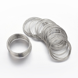Bracelet en fil de mémoire en acier, Sans cadmium & sans nickel & sans plomb, platine, environ 5.5 cm de diamètre, fil : 0.6 mm (calibre 22) de diamètre, environ 100 cercles/ensemble