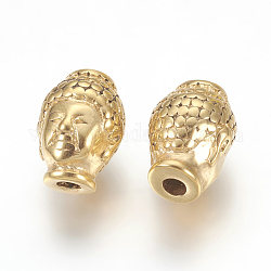 304 Edelstahlkugeln, Ionenbeschichtung (ip), Buddhas Kopf, golden, 10x13x9 mm, Bohrung: 3 mm
