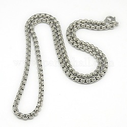 Модные мужские ожерелья-цепочки из нержавеющей стали 201, с карабин-лобстерами , цвет нержавеющей стали, 23.62 дюйм (60 см), 4 мм