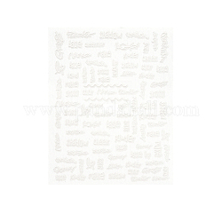 ネイルデカールステッカー  ワードバタフライムーン粘着性3Dネイルアート用品  女性の女の子のためのDIYネイルアートデザイン  ホワイト  言葉  101x78.5mm