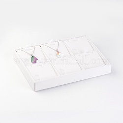 Деревянные ожерелья подарочных коробок, покрыты искусственная кожа, белые, 18x25x3.2 см