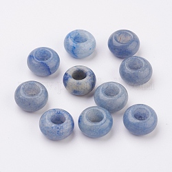 Perline europee in avventurina blu naturale, perline con foro grande, rondelle, 14x7~8mm, Foro: 6 mm