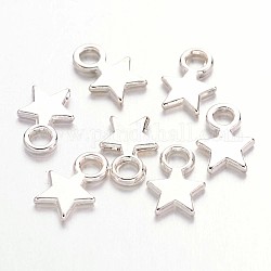 Tibetan Style Alloy Charms, Cadmium Free & Lead Free, Star, Silver, 11x8x1mm, Hole: 2mm