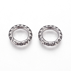 304 acero inoxidable anillos de la puerta de primavera, o anillos, plata antigua, 18x3.5mm, diámetro interior: 12 mm