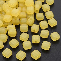 Perline acrilico jelly imitato, quadrato, giallo, 8x8x5.5mm, Foro: 2.5 mm, circa 1800pcs/500g