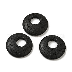 Кулоны из натуральной лавы, подвески в виде пончиков/пи-дисков, 32~33x4.5~5.5 мм