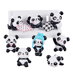 Arricraft mini decorazioni da banco in legno di pino naturale e simpatici set di decorazioni per panda in plastica, colore misto, 9pcs/scatola
