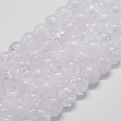 Crackle naturale perle di quarzo fili, tondo, 6mm, Foro: 1 mm, circa 66pcs/filo, 14.9 pollice~15.1 pollici