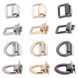 Wadorn 12set 6 cierres de anillos en forma de d de aleación de estilo, con tornillos de hierro, para accesorios de reemplazo de bolsas, color mezclado, 22.4x25.7x8mm
