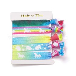 Accesorios para el cabello de las niñas, lazos de nailon para el cabello, Soporte de cola de caballo, Accesorios para el cabello, nudo, patrón de unicornio, 95~107x15~17mm