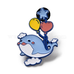 Blue Whale Enamel Pins, Alloy Brooch for Backpack Clothes, Balloon, 44x30.5x1.7mm