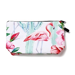 Make-up-Aufbewahrungstasche aus Polyester mit Flamingomuster, multifunktionale Reise-Kulturtasche, Clutch mit Reißverschluss für Damen, weiß, 22x12.5x5 cm