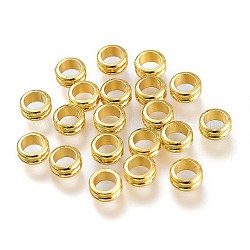 Messing-Abstandshalterkugeln, langlebig plattiert, Gerillte Perlen, Kolumne, golden, 5.5x3 mm, Bohrung: 4 mm