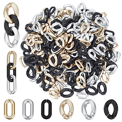 Hobbiesay 300pcs 6 anelli di collegamento in plastica ccb verniciati a spruzzo, connettori a collegamento rapido, per la fabbricazione di catene di gioielli, ovale e twist, colore misto, 20~23x11~16x5.5mm, diametro interno: 4~6x13~14mm, 50pcs / style