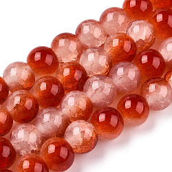 Crackle Baking Painted Imitation Jade Glass Beads Strands, Round, Crimson, 8mm, Hole: 1.5mm, about 104~108pcs/strand, 29.72 inch~30.91 inch(75.5~78.5cm)