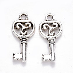 Pendente in lega stile tibetano, skeleton key,  cadmio& piombo libero, argento antico, 22x9.5x2.5mm, Foro: 1.8 mm