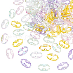 Transparentem Acryl Verknüpfung Ringe, ab Farbe plattiert, Nachahmung Edelstein-Stil, Oval, Mischfarbe, 34.5x21x5.5 mm, Innendurchmesser: 26.5x9 mm, 5 Farben, 20 Stk. je Farbe, 100 Stück