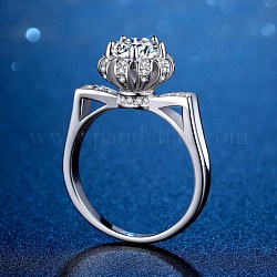 Simulato diamante 925 anelli in argento sterling, 1 carato, chiaro, platino, misura degli stati uniti 14 (23mm)