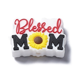 母の日シリコーンビーズ  チーターのための咀嚼ビーズ  DIYの看護ネックレス用  お母さんに祝福の言葉を  カラフル  21.5x30x7.5mm  穴：2.5mm