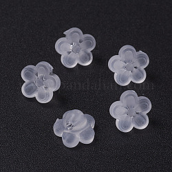 Abalorios de acrílico transparentes, flor, esmerilado, blanco, 7x5mm, agujero: 1 mm