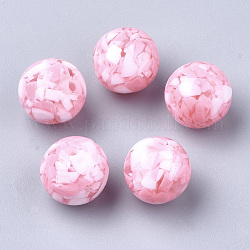 Harz perlen, Nachahmung Edelstein-Chips-Stil, Runde, rosa, 18 mm, Bohrung: 2.5 mm