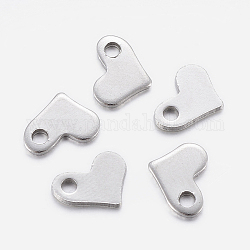 304 Stainless Steel Charms, Chain Extender Teardrop, Heart, Stainless Steel Color, 6x8.5x1mm, Hole: 1.2mm