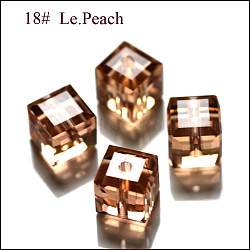 Abalorios de cristal austriaco de imitación, aaa grado, facetados, cubo, peachpuff, 5~5.5x5~5.5x5~5.5 mm (tamaño dentro del rango de error de 0.5~1 mm), agujero: 0.7~0.9 mm
