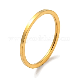 Ion Plating(IP) 304 Stainless Steel Simple Plain Band Finger Ring for Women Men, Real 18K Gold Plated, Size 3, Inner Diameter: 14mm, 1mm